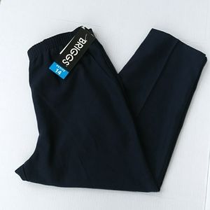 New Vintage Briggs Flannel High Waisted Pants 14 Petite Short Navy
